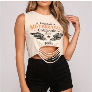 NWT Windsor Cut Out Motorcycle Tank Crop Top
